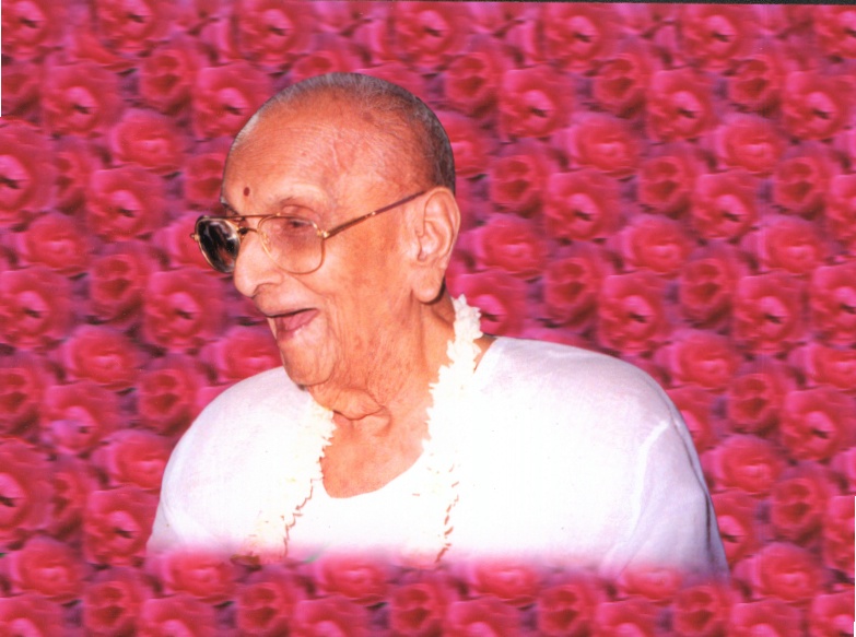 Sri Radhika Prasad Ji Maharaj in roses made by devotees of SKota
